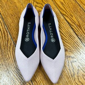 Rothy's Pink Flats with Blue Trim